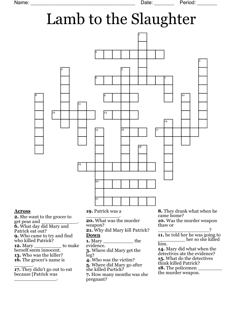 Lamb to the Slaughter  Crossword