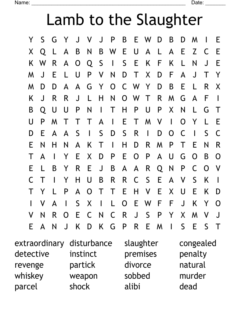 Lamb to the Slaughter  Word Search