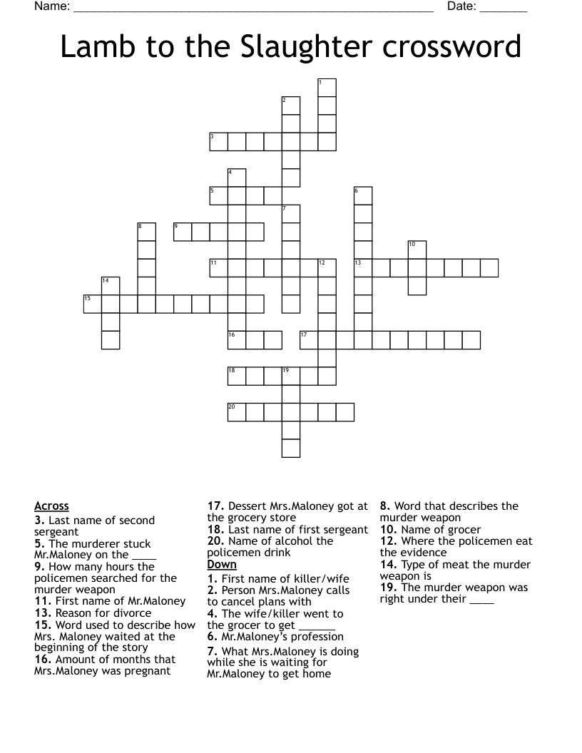 Lamb to the Slaughter crossword
