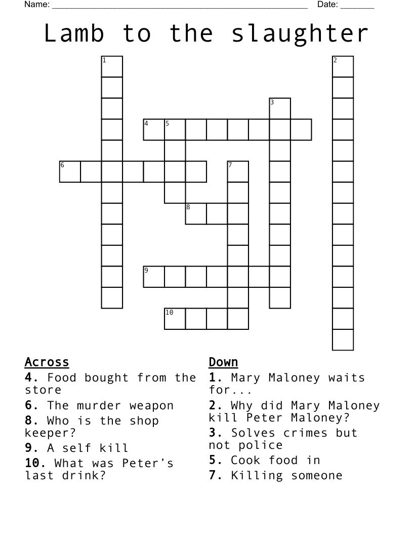 Lamb to the slaughter Crossword