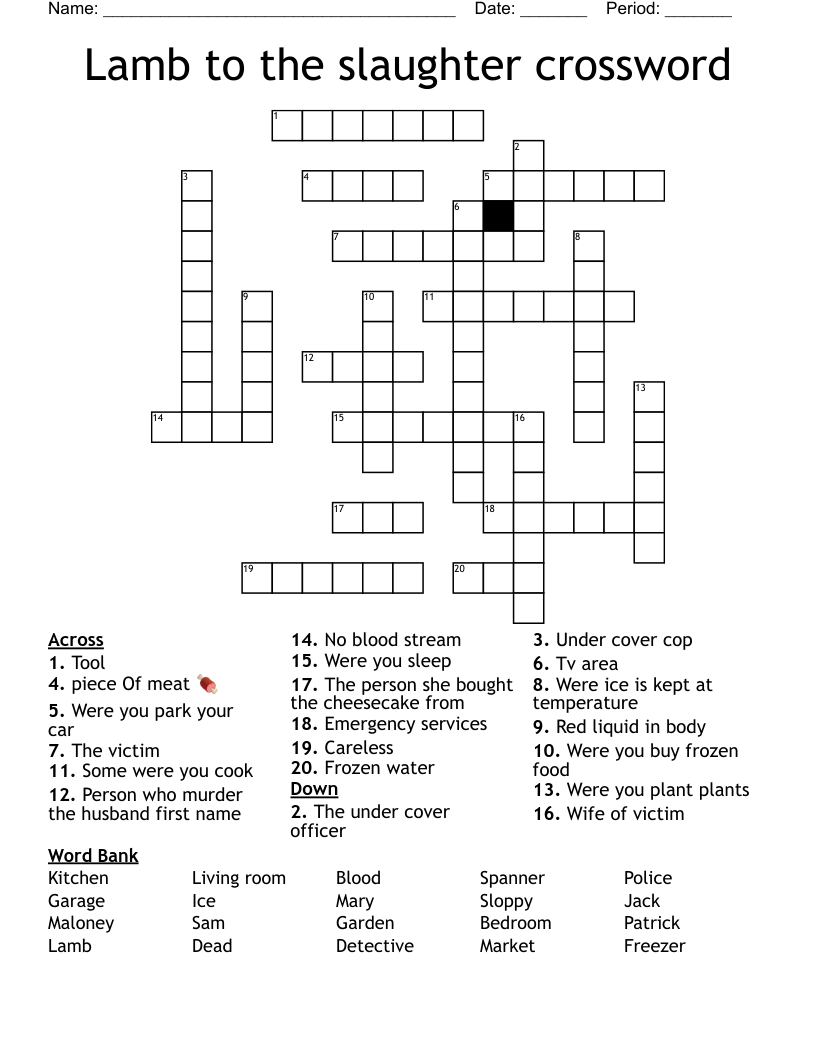 Lamb to the slaughter crossword