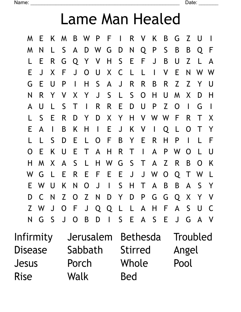 Lame Man Healed Word Search