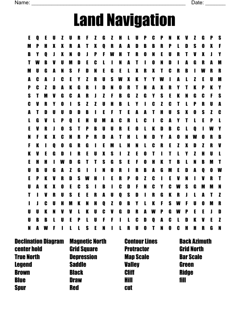 Land Navigation Word Search