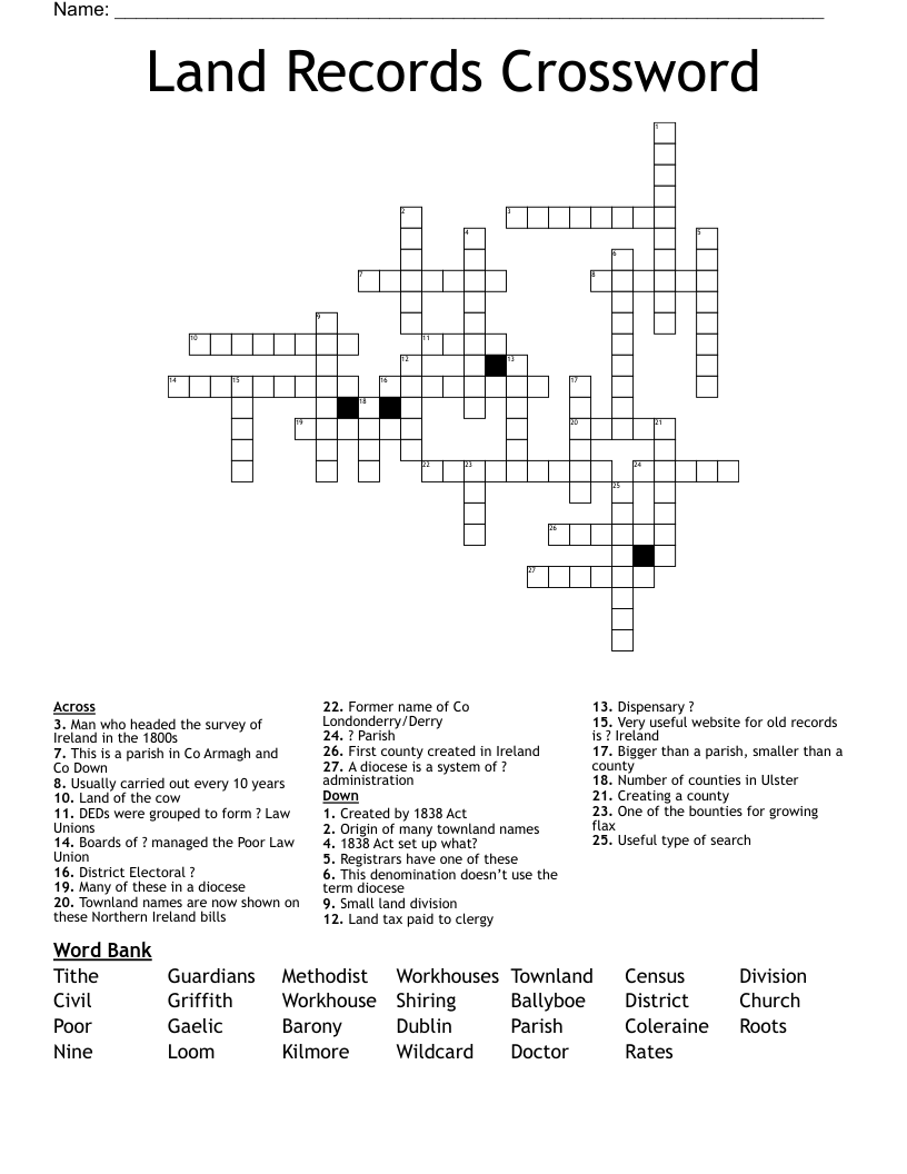Land Records Crossword