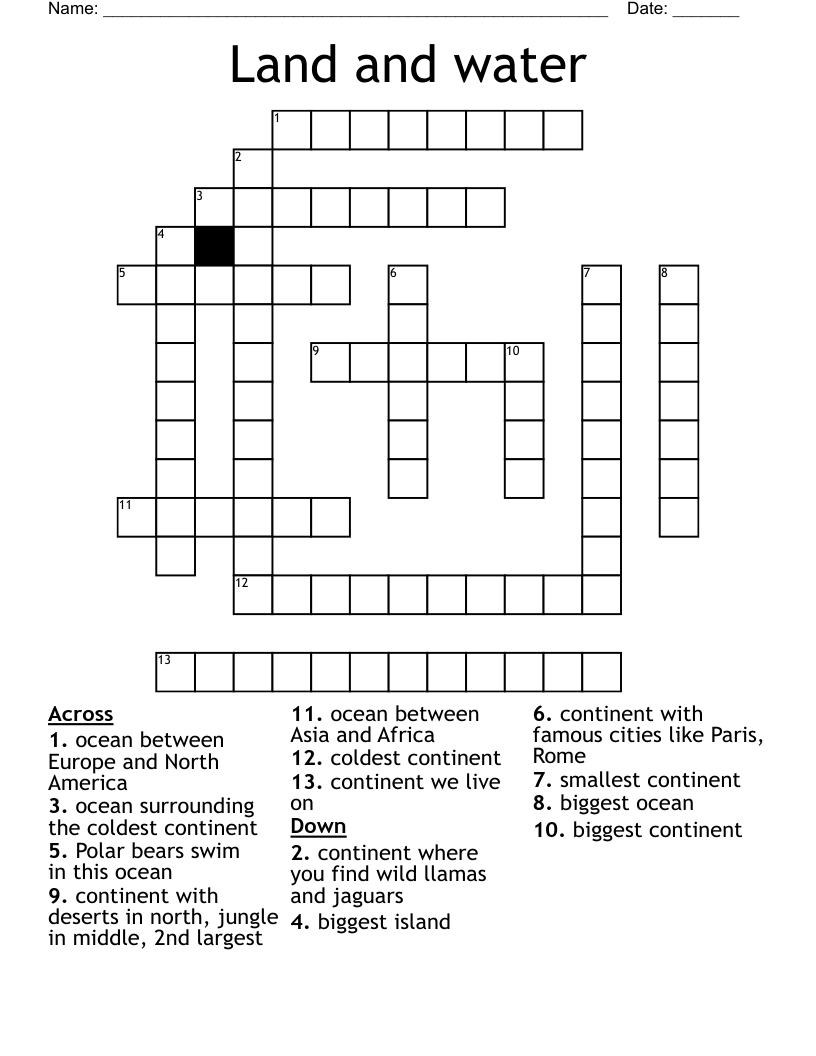 Land and water Crossword