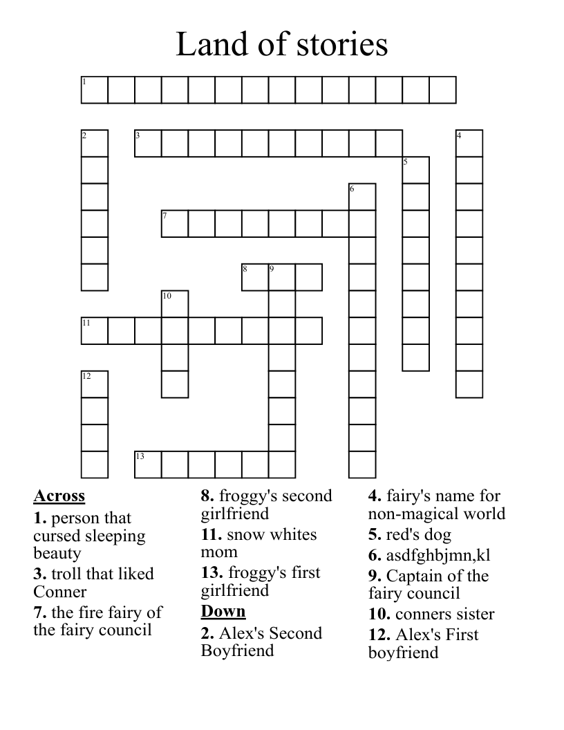 Land of stories Crossword