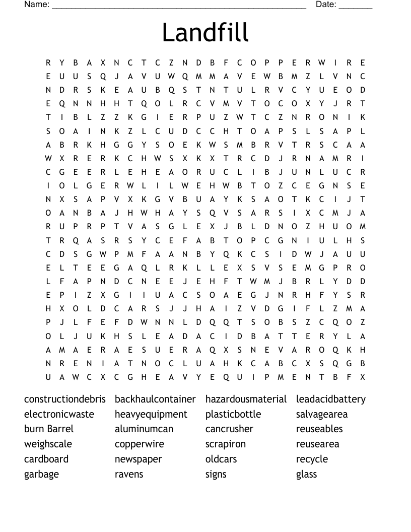 Landfill Word Search