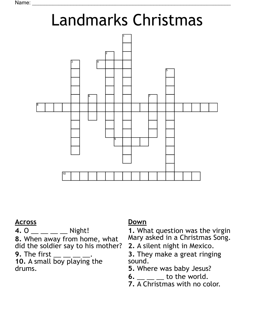 Landmarks Christmas Crossword