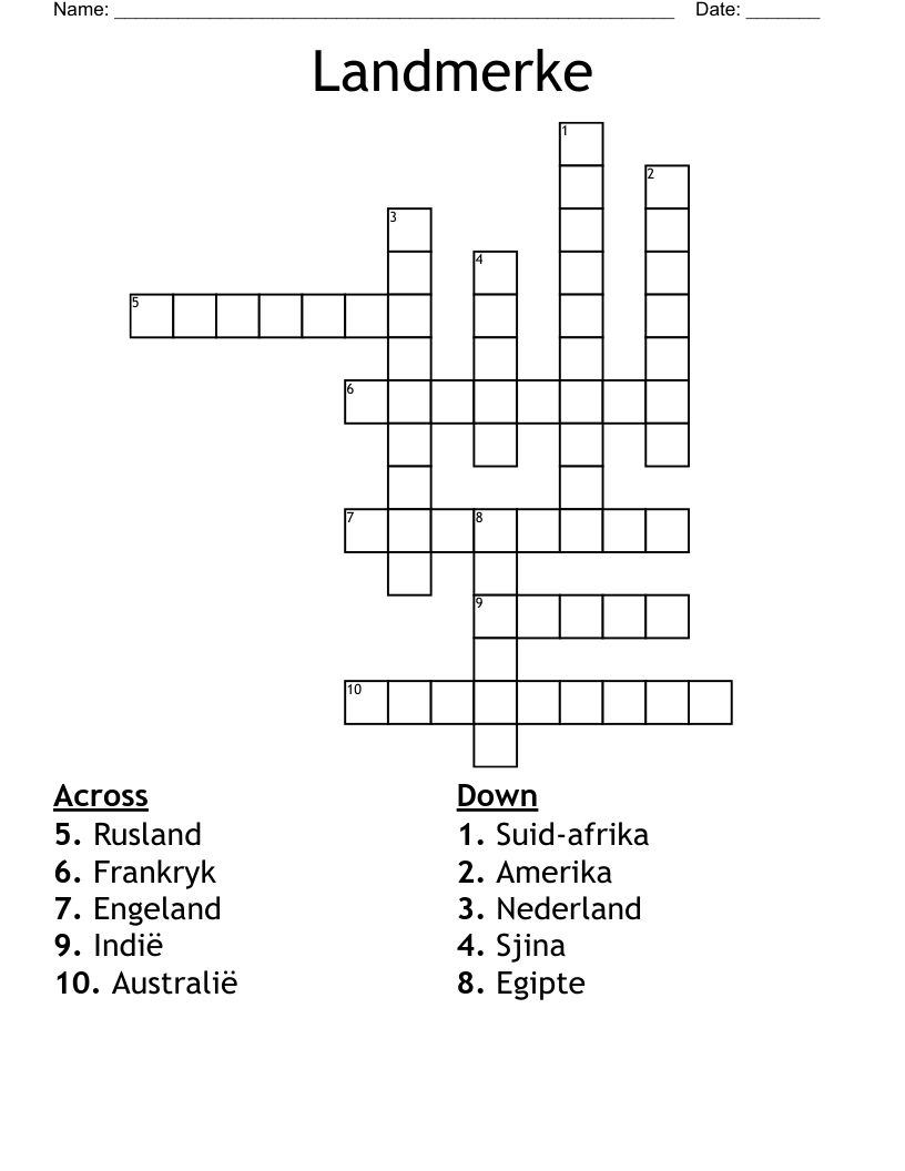 Landmerke Crossword