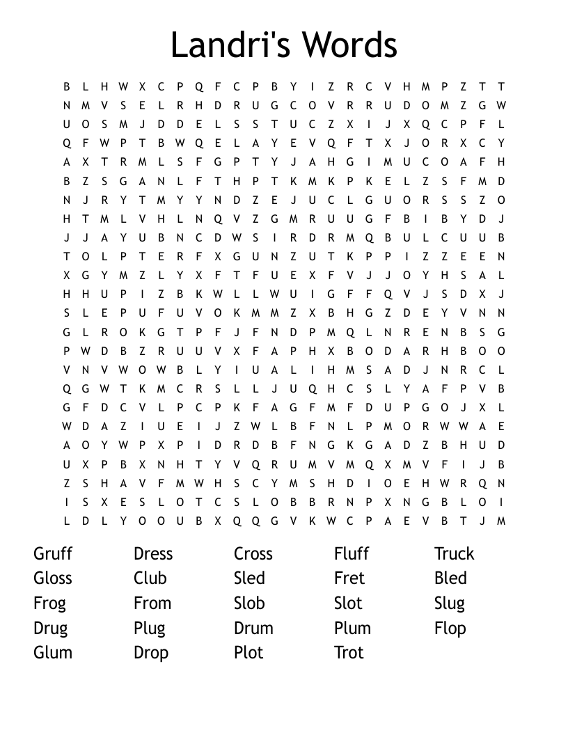 Landri's Words Word Search