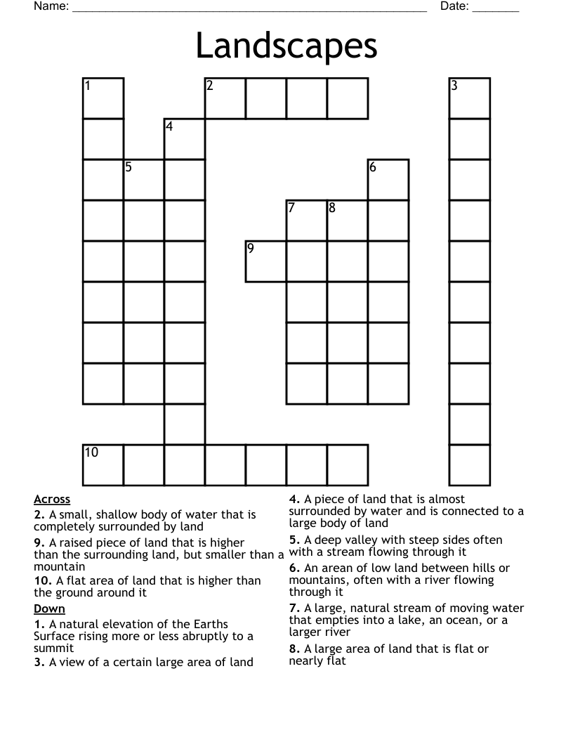 Landscapes Crossword