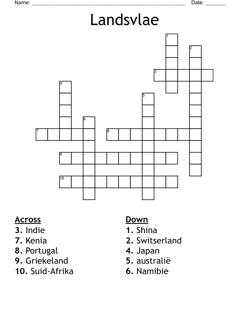Landsvlae Crossword