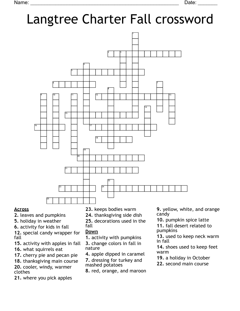 Langtree Charter Fall crossword 