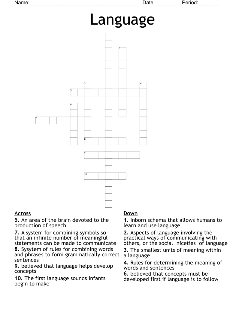 Language Crossword