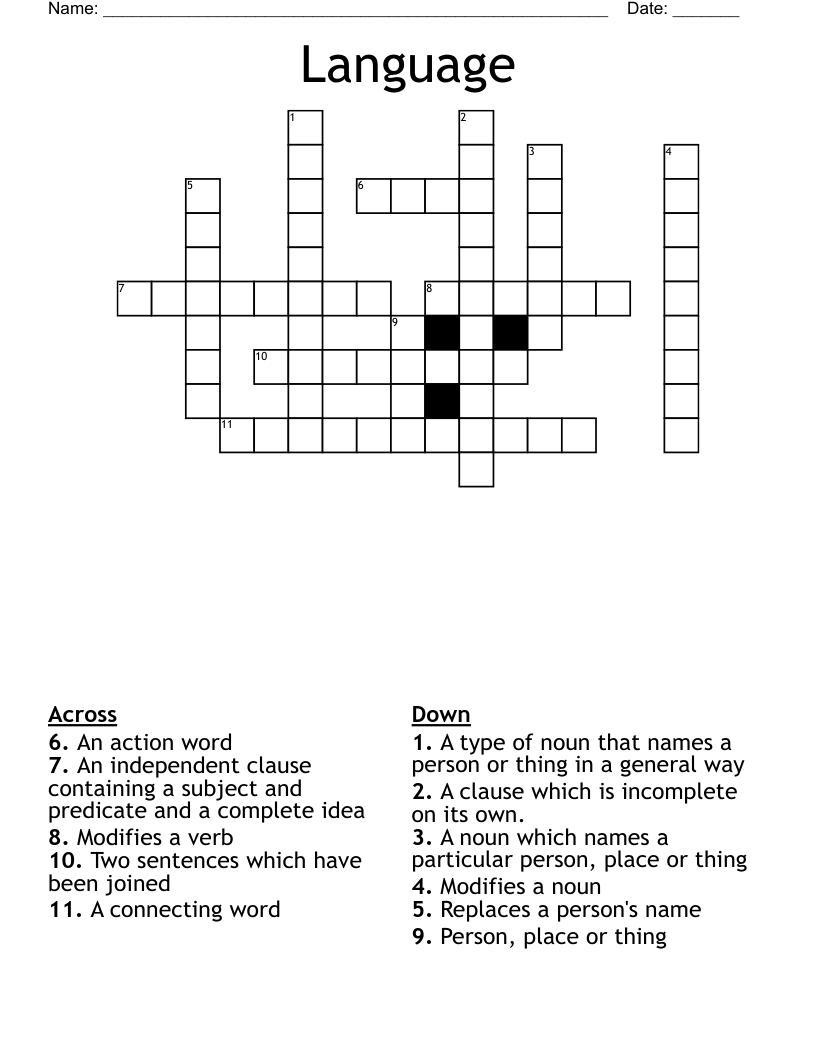 Language Crossword