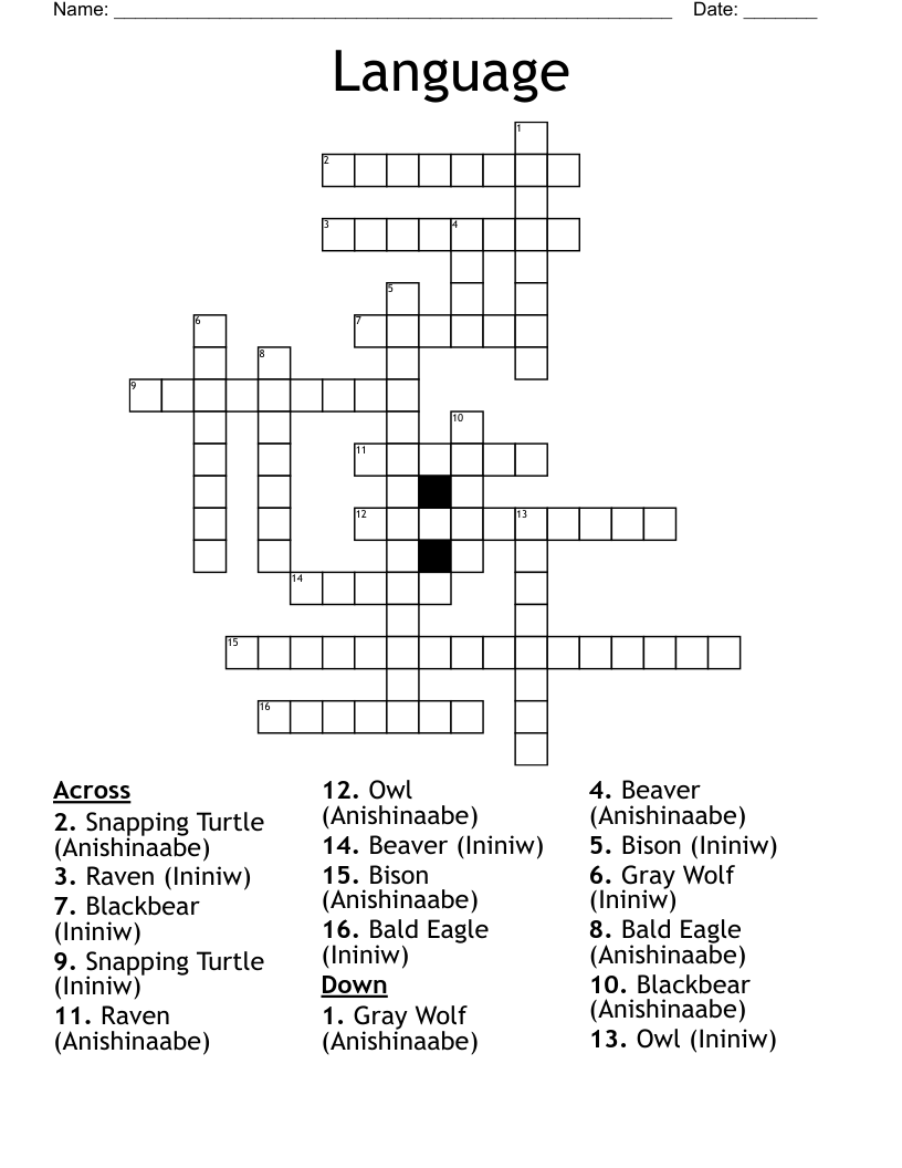 Language Crossword