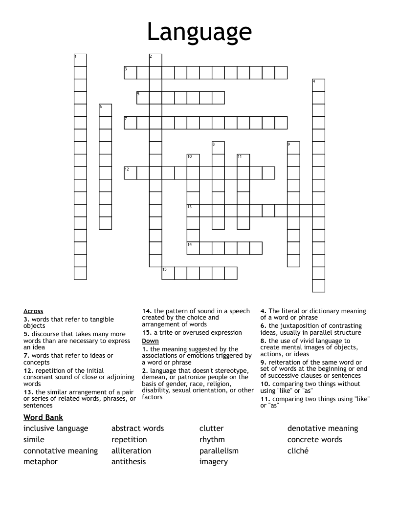 Language Crossword