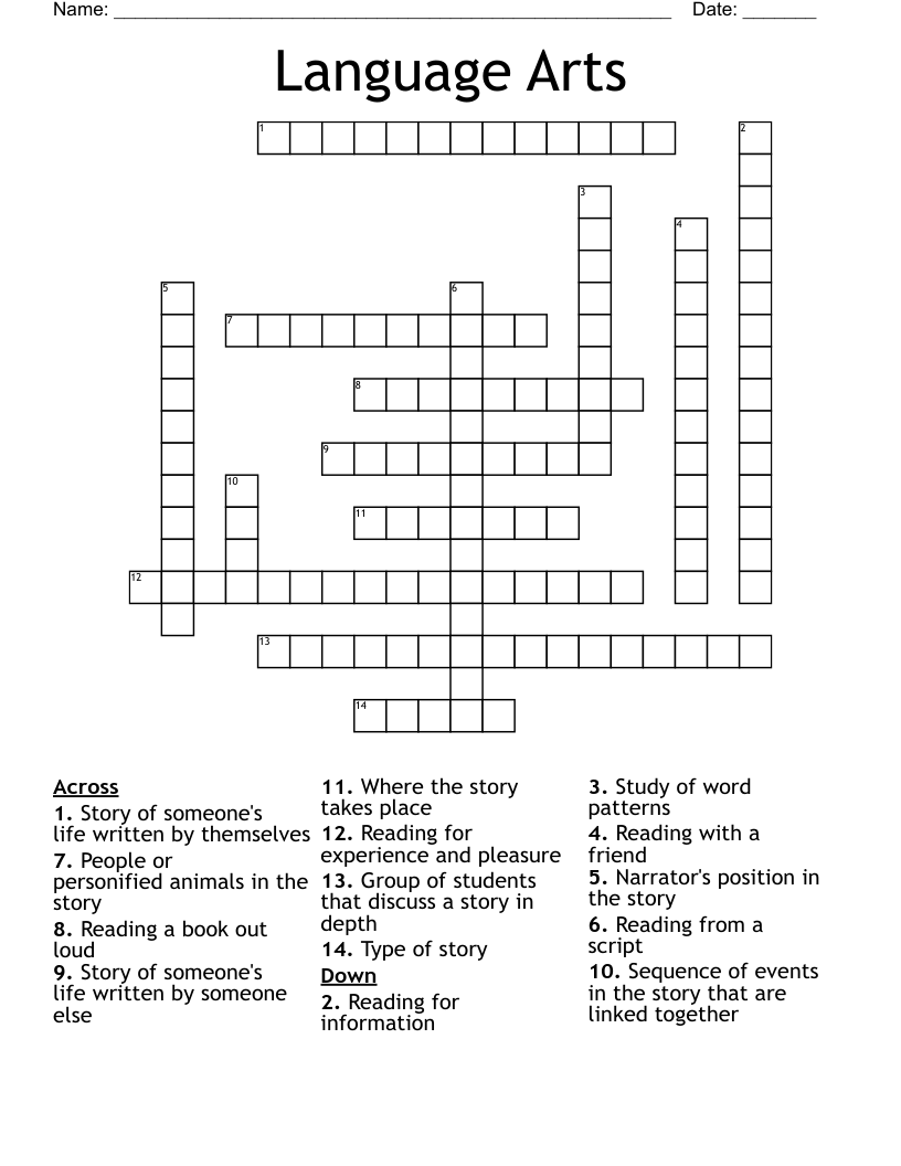 Language Arts Crossword
