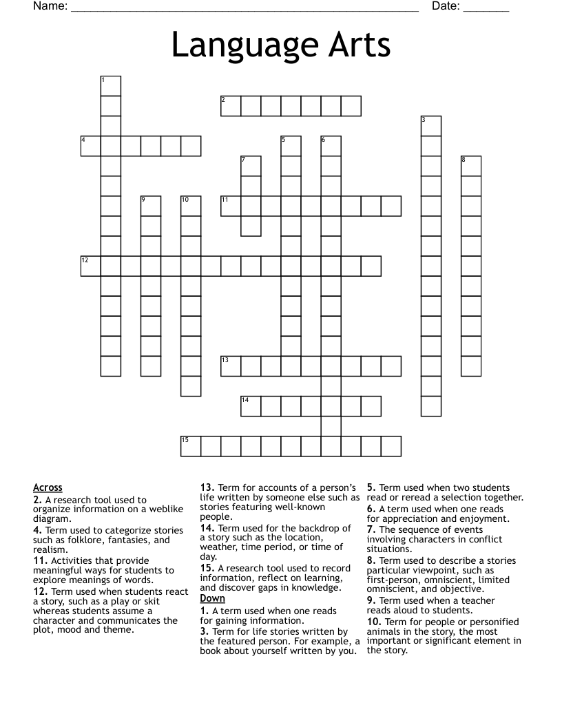 Language Arts Crossword
