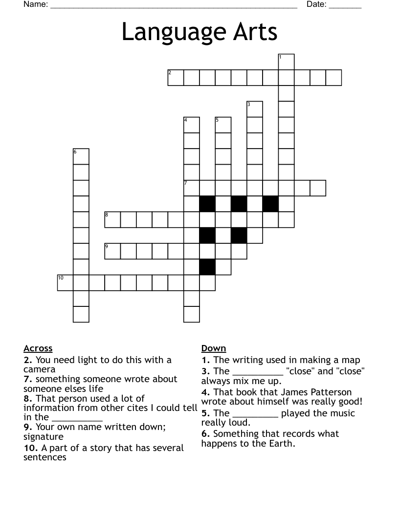 Language Arts Crossword