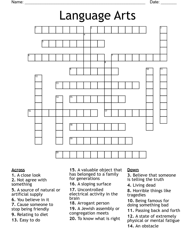 Language Arts Crossword