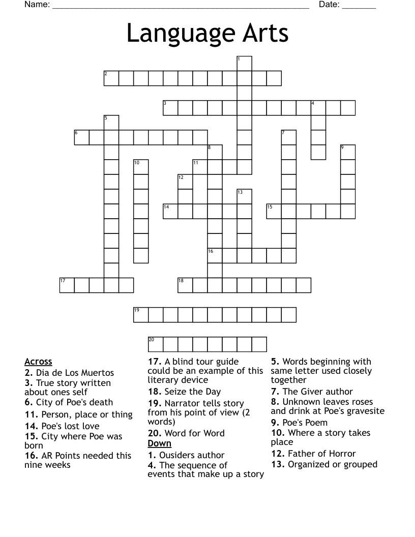 Language Arts Crossword
