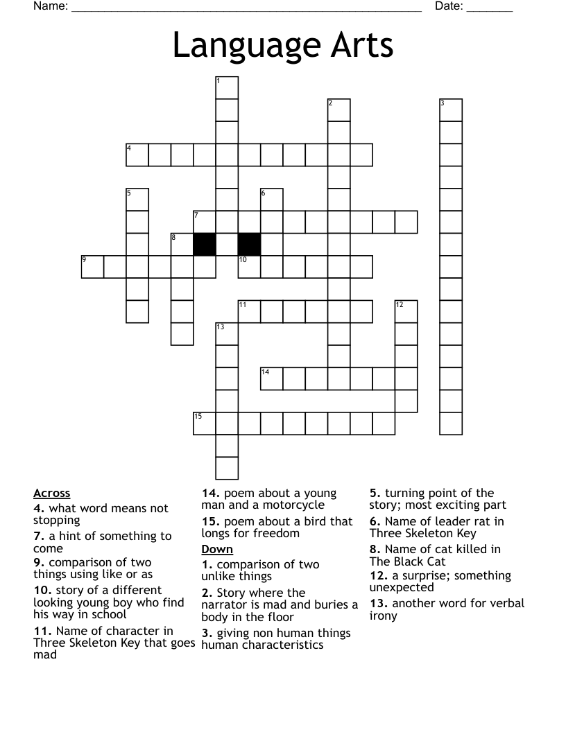 Language Arts Crossword