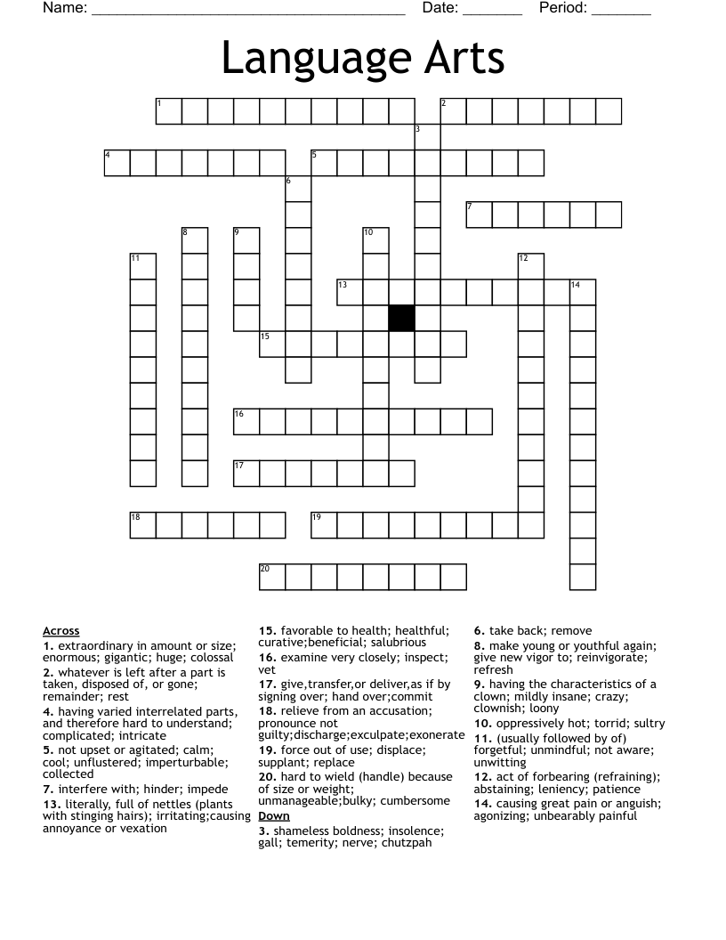 Language Arts Crossword