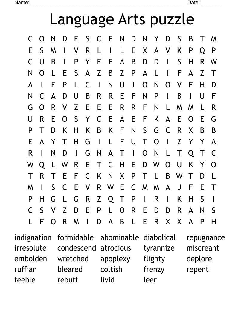 Language Arts puzzle Word Search