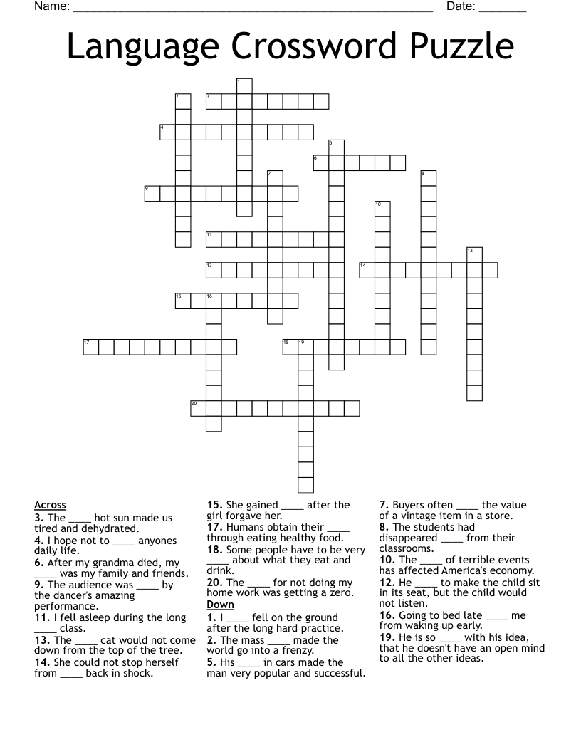 Language Crossword Puzzle