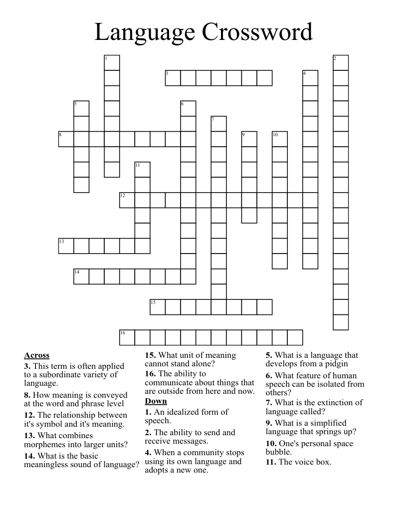 Language Crossword 