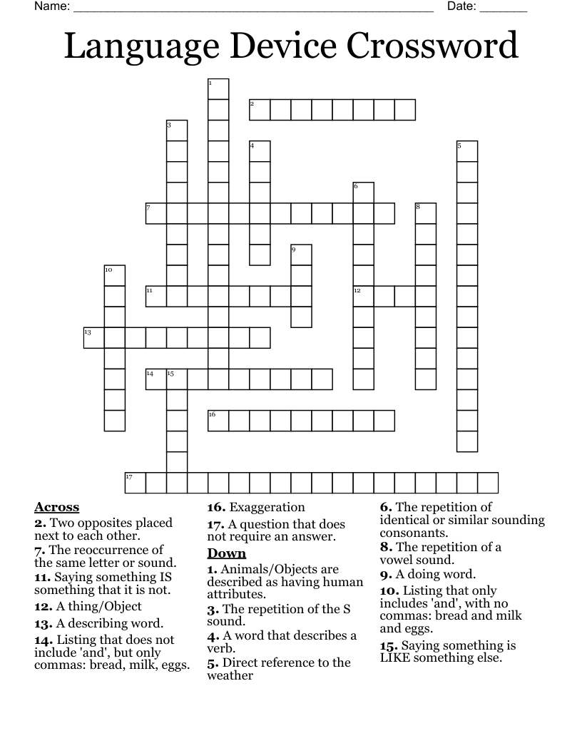 Language Device Crossword