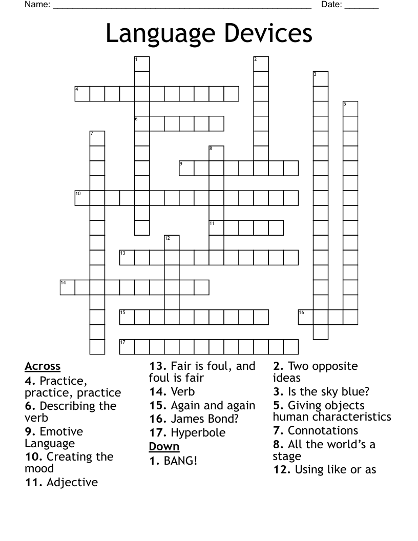 Language Devices Crossword