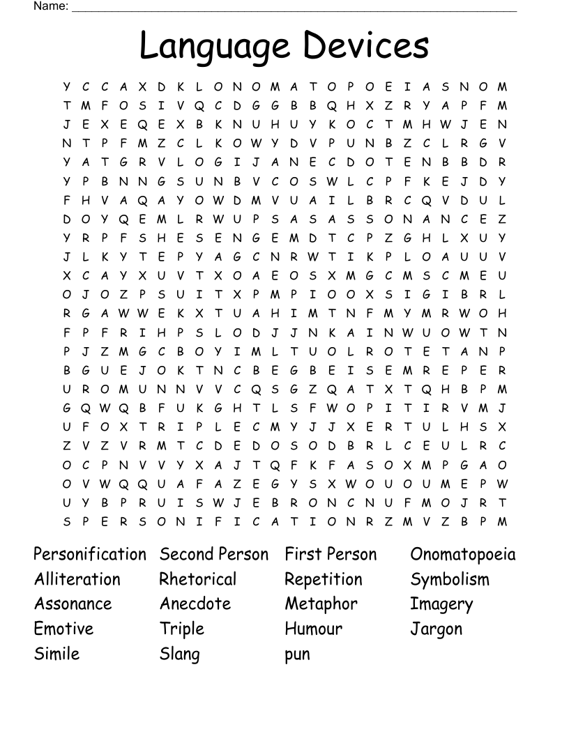 Language Devices Word Search