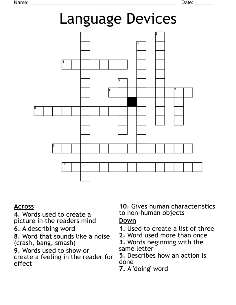 Language Devices Crossword