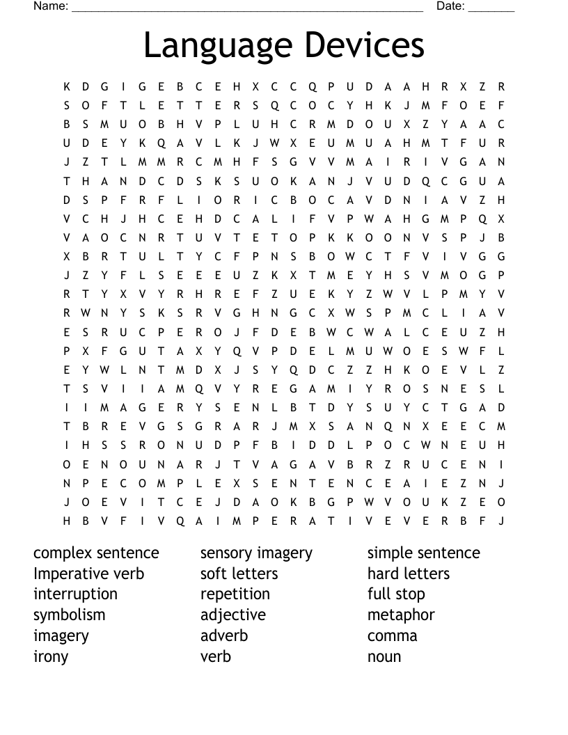 Language Devices Word Search