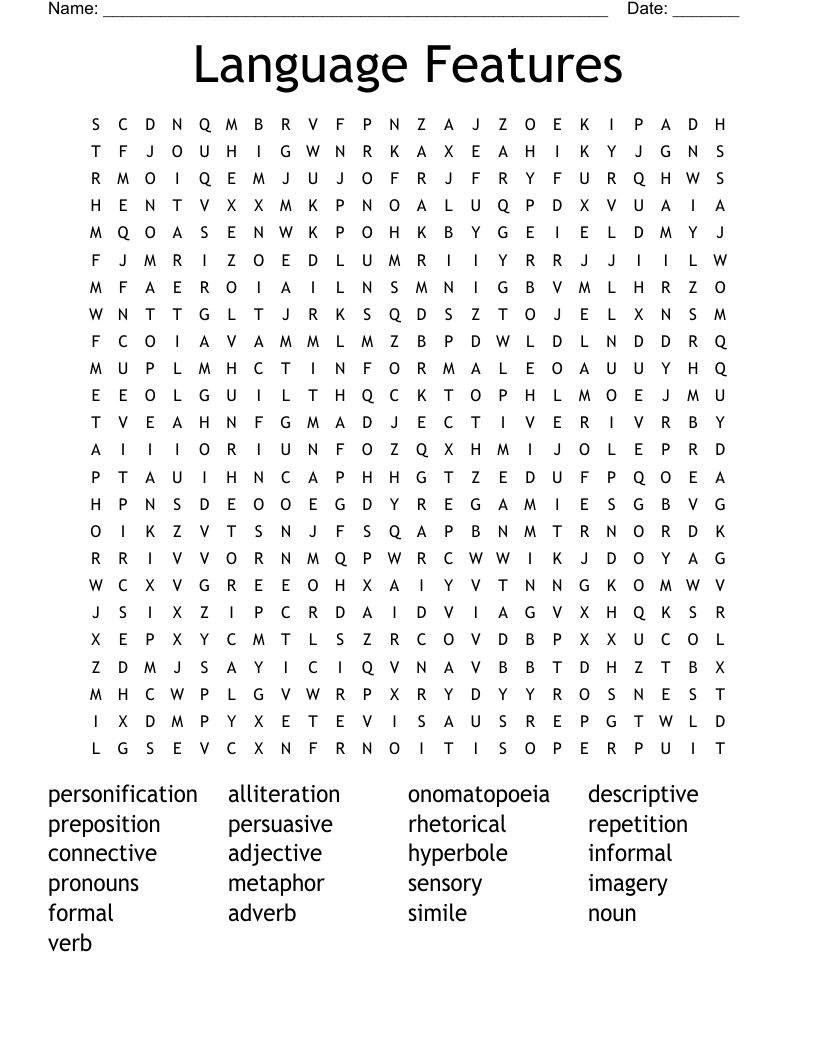 Language Features Word Search
