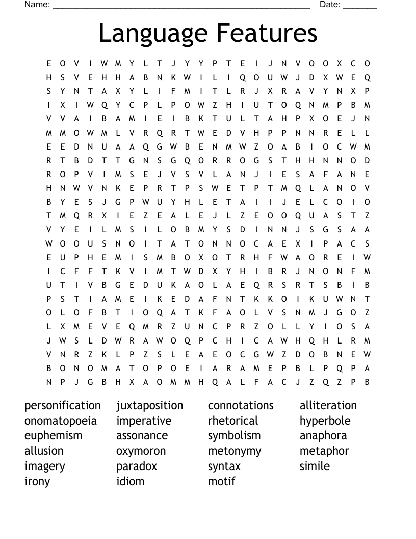 Language Features Word Search