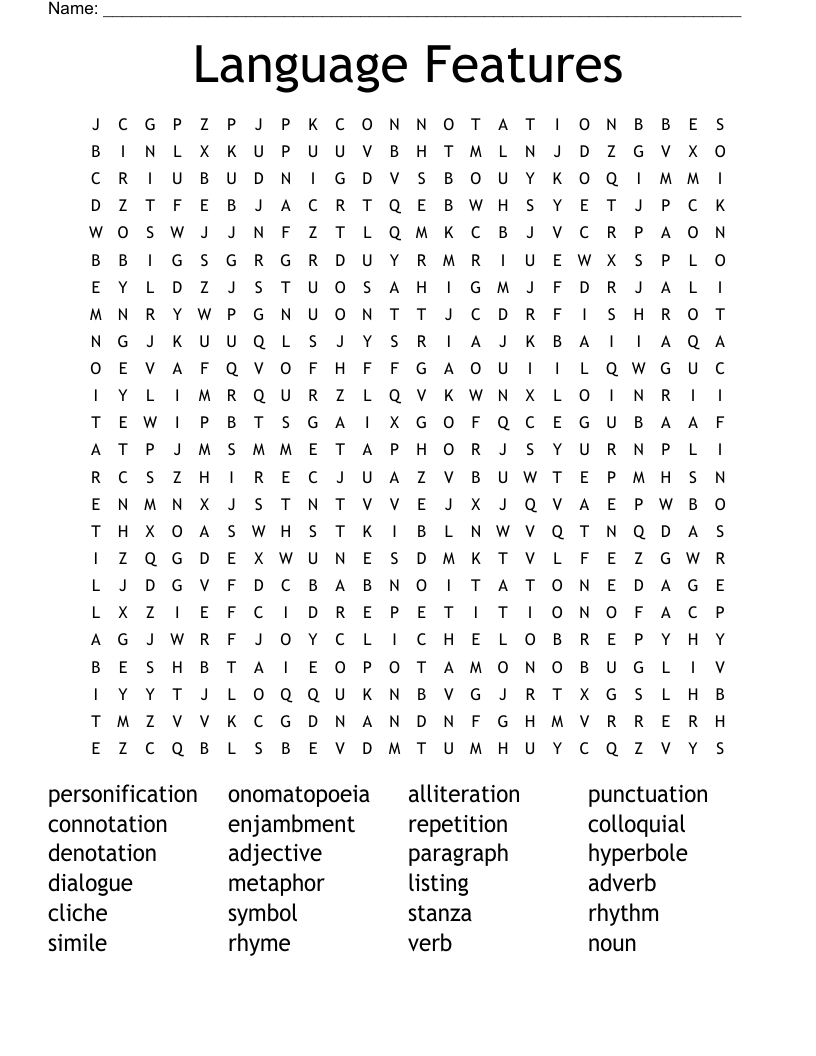 Language Features Word Search