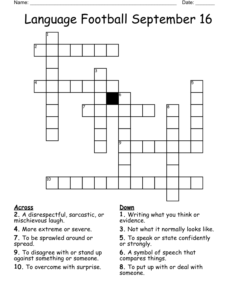 Language Football September 16 Crossword