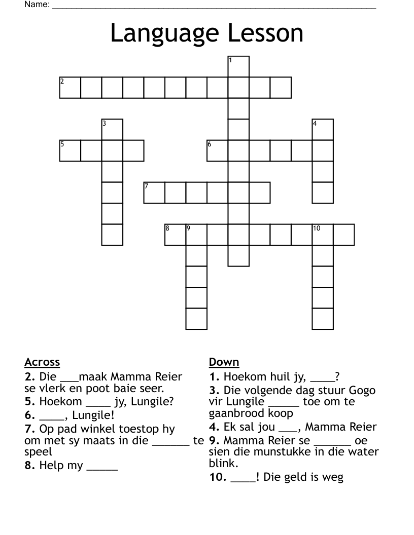 Language Lesson Crossword