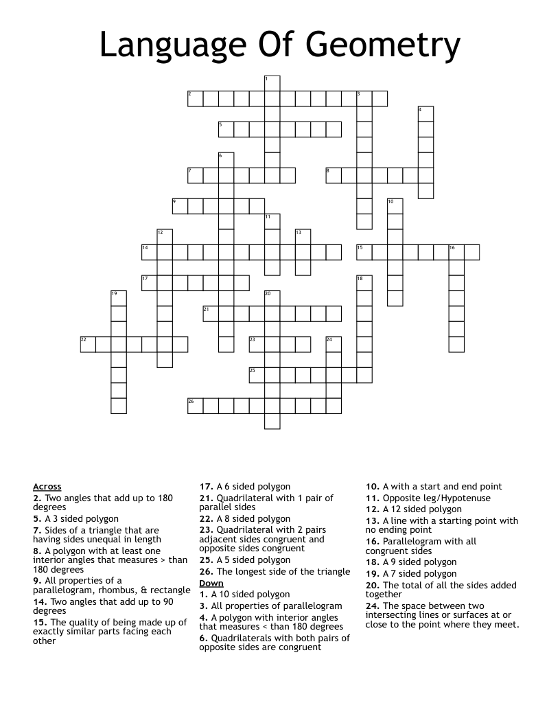 Language Of Geometry Crossword