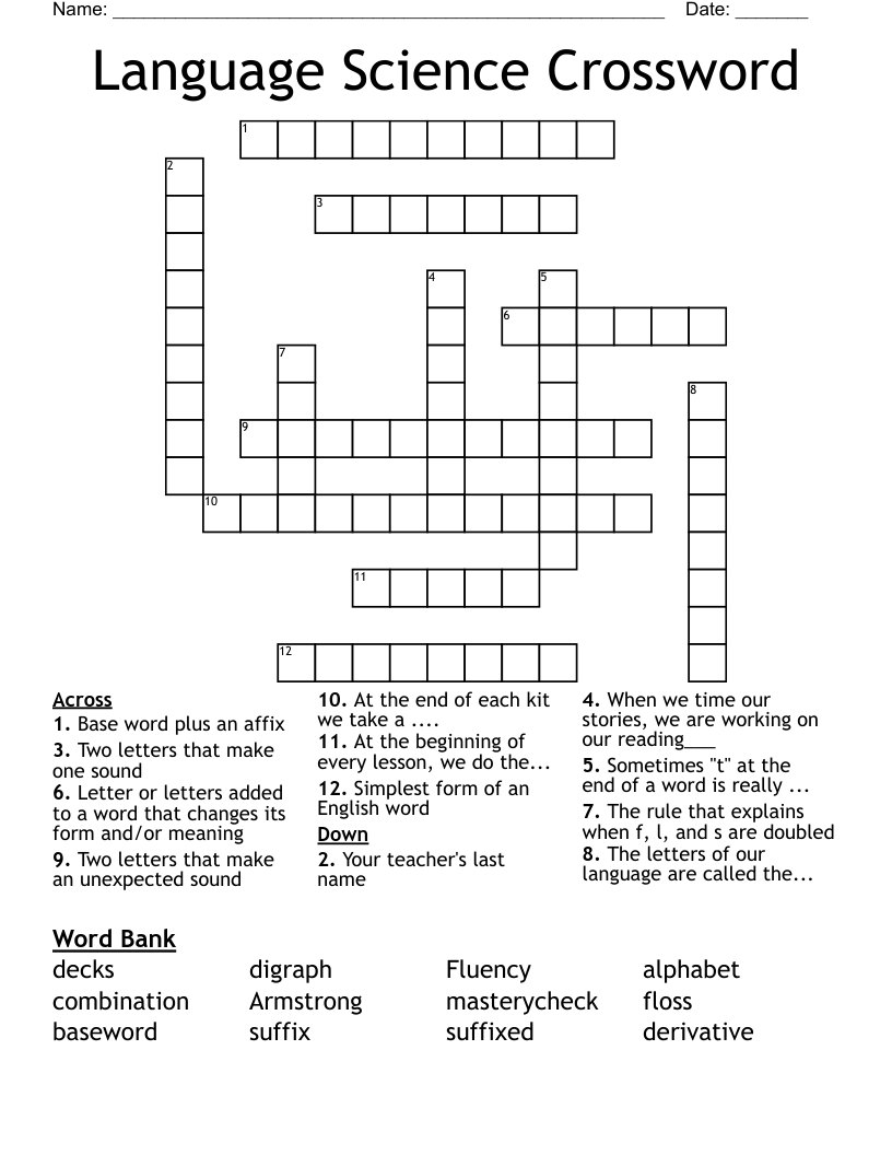 Language Science Crossword