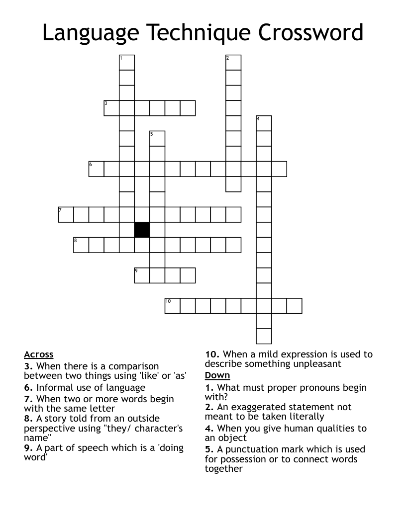 Language Technique Crossword