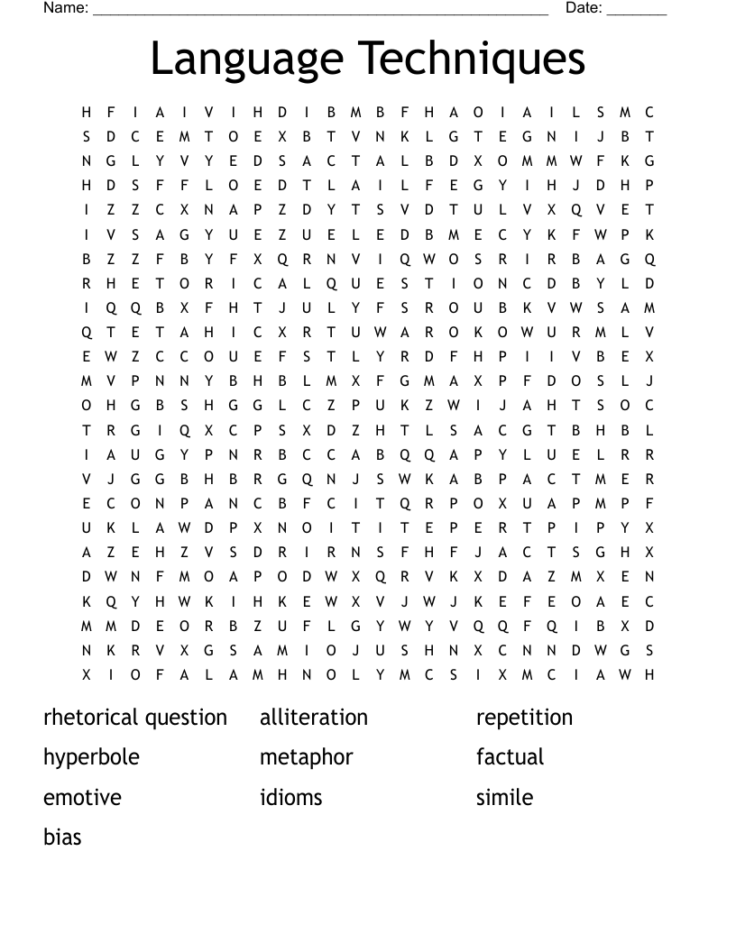 Language Techniques Word Search
