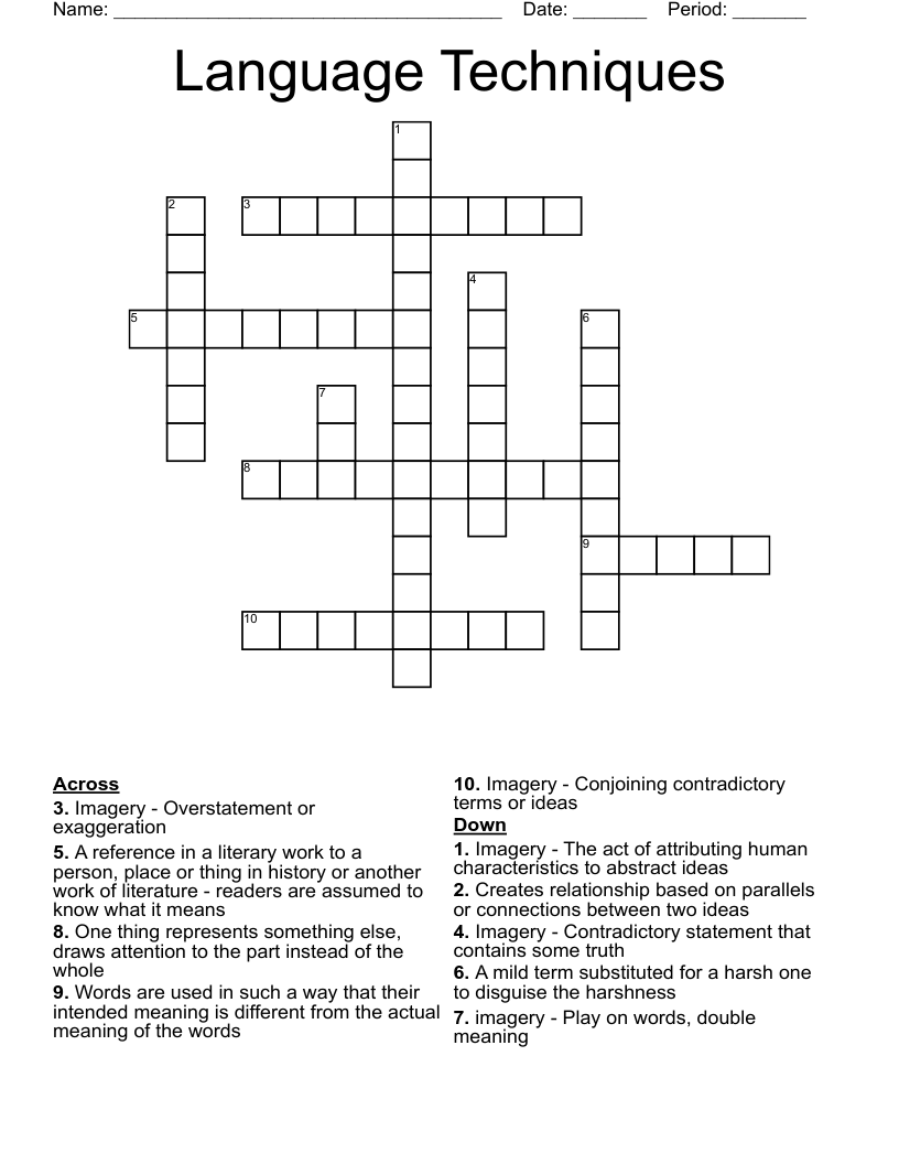Language Techniques Crossword