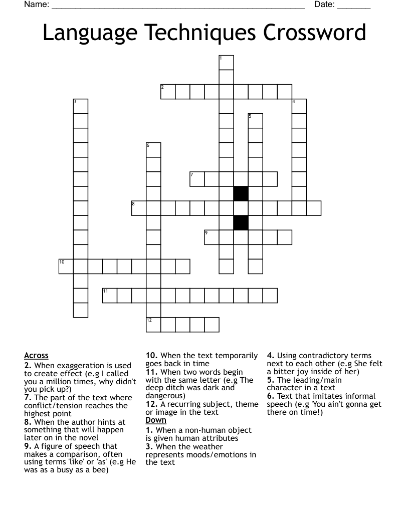 Language Techniques Crossword