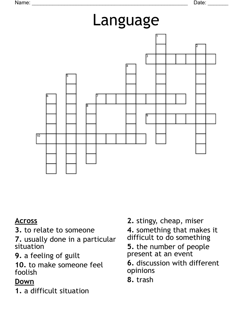 Language  Crossword