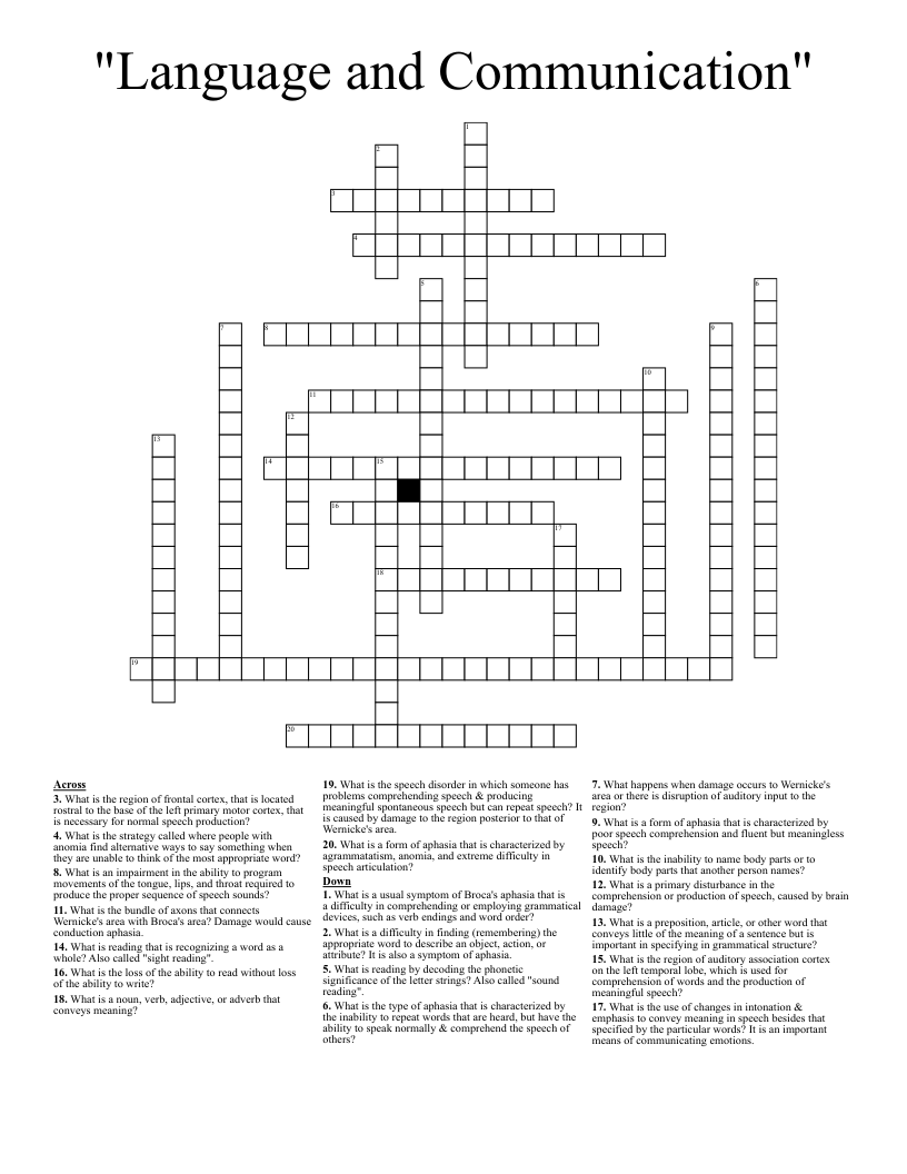 "Language and Communication" Crossword