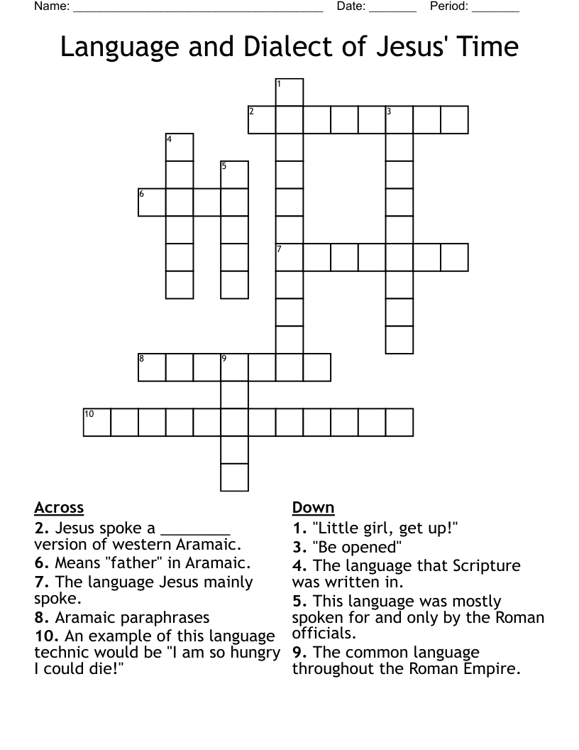 Language and Dialect of Jesus' Time Crossword